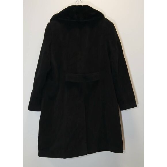 Talbots womens size 18w long wool coat black fur collar wimter jacket - Picture 5 of 9